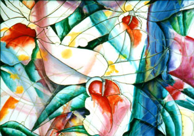 Orchids Aflame 30" x 22" water media